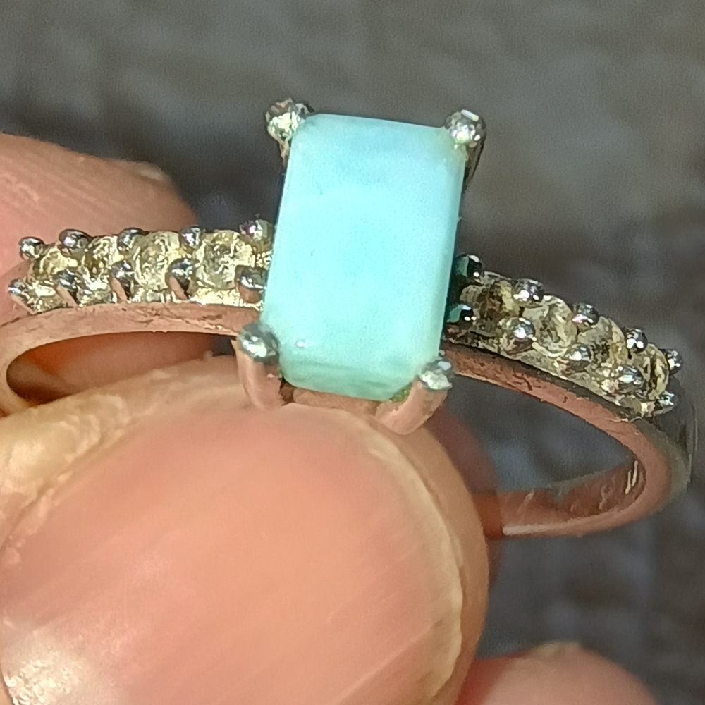 0.64 Ct Larimar White Topaz Solid 925 Sterling Silver Ring Jewelry Sz 9